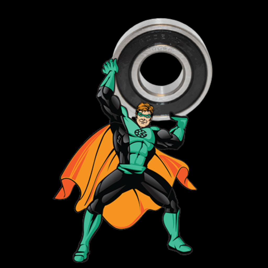 Godiva Man holding an industrial bearing